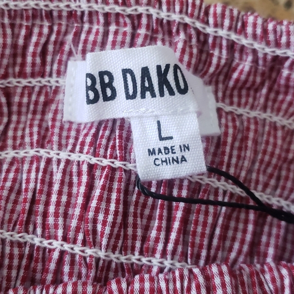 BB Dakota Smocked Ruffled Cotton Crop Top Size L - Picture 7 of 8